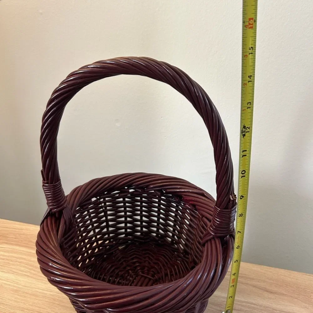Woven Round Handle Basket - Deep Brown